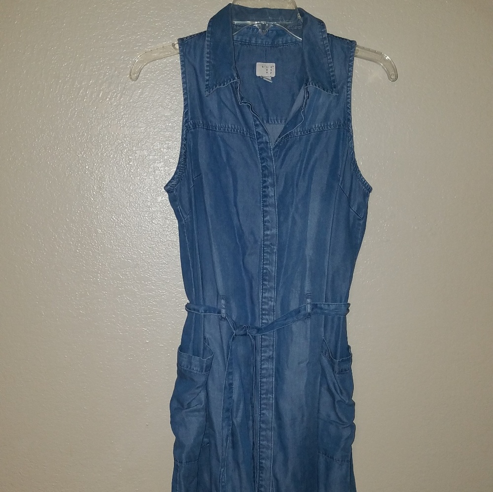 Chambray button front dress
